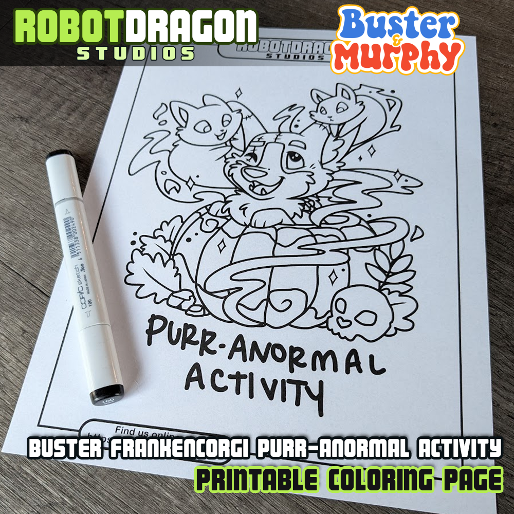 Buster Frankencorgi Purr-Anormal Activity Printable Coloring Page
