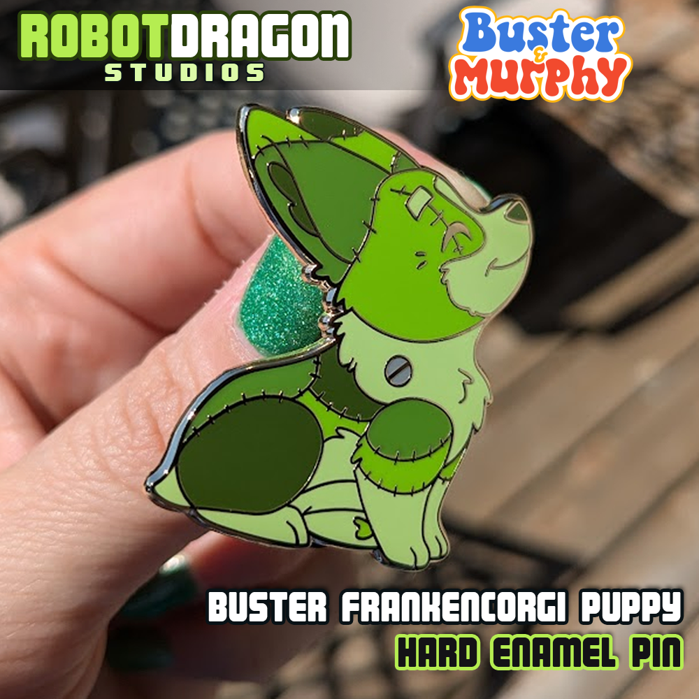 Buster Frankencorgi Puppy Enamel Pin
