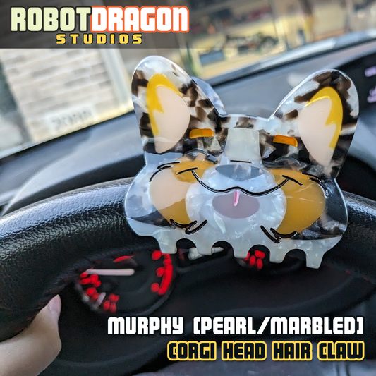 Murphy Marbled Corgi Head Hair Claw
