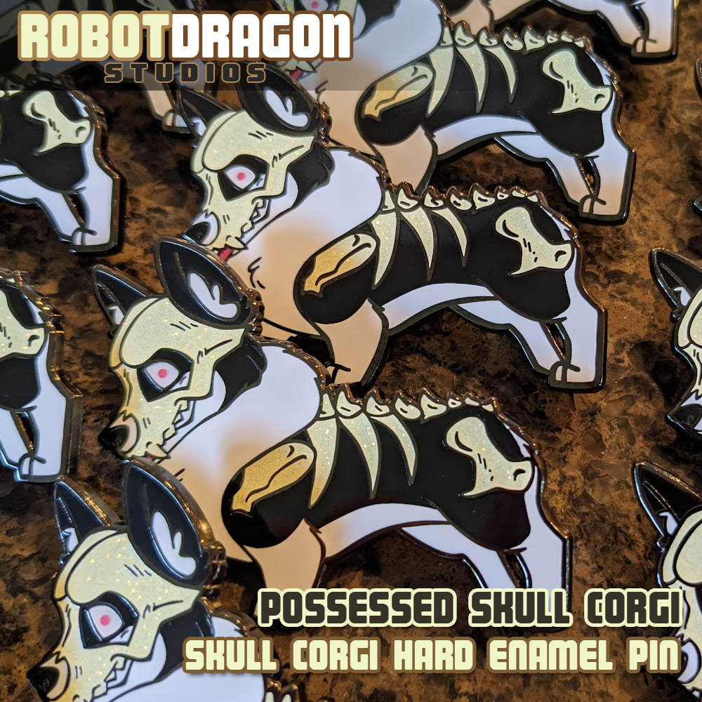 Skull Corgi Enamel Pin