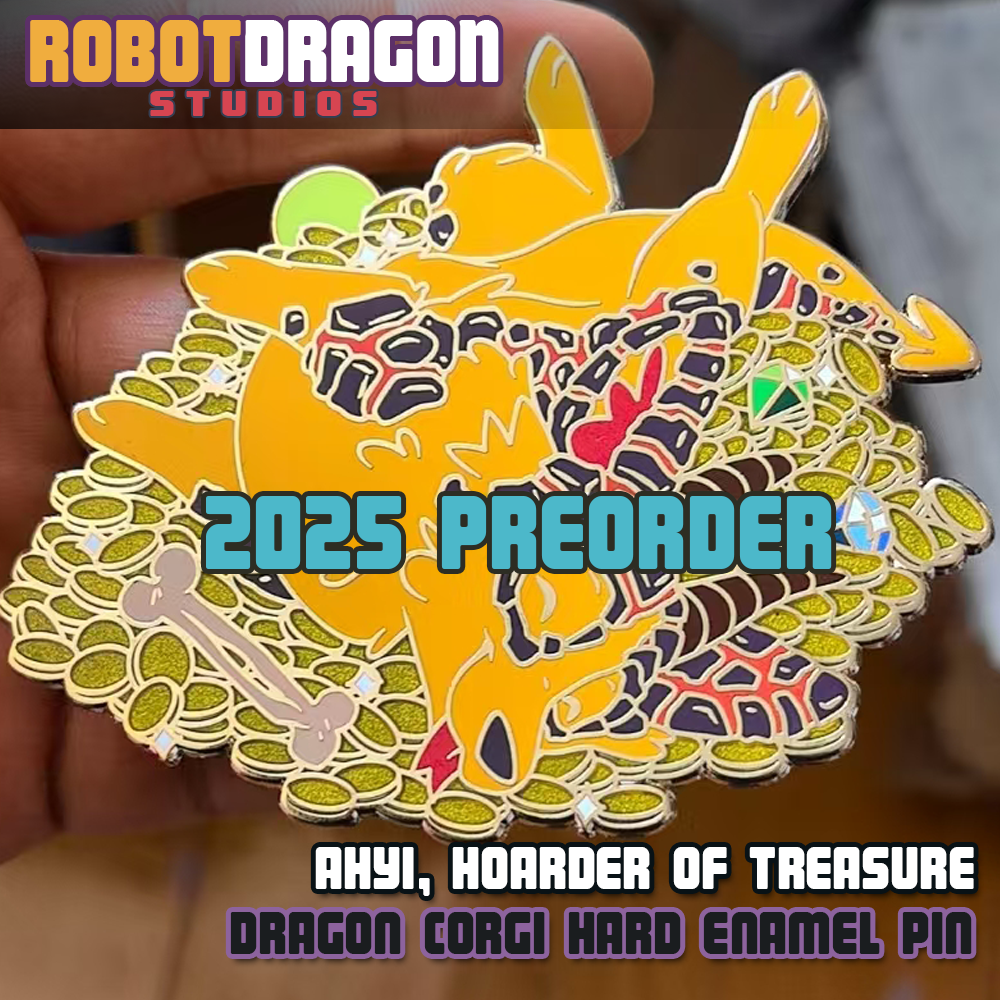 Ahyi the Dragon Corgi, Hoarder of Treasure Enamel Pin