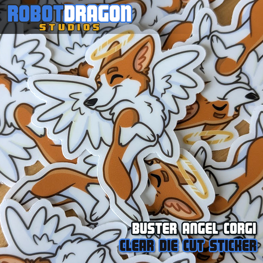 Buster Angel Corgi Sticker