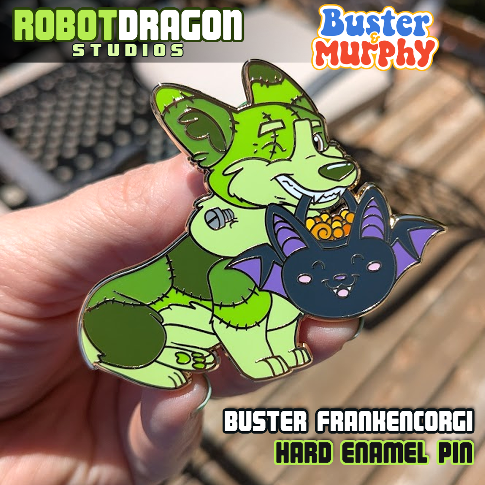 Buster Frankencorgi Enamel Pin