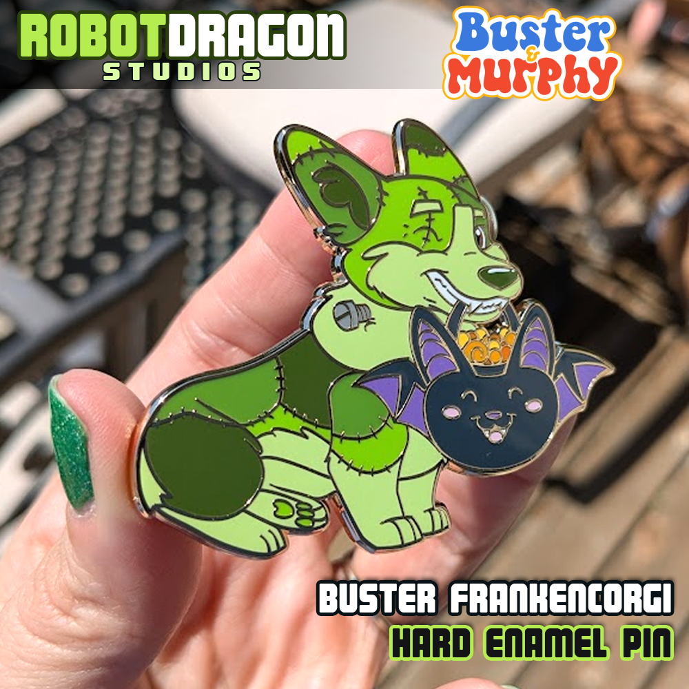 Buster Frankencorgi Enamel Pin