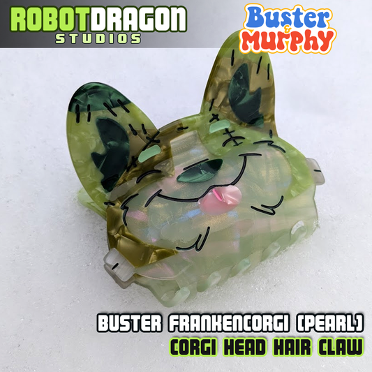 Buster Frankencorgi Pearl Corgi Head Hair Claw