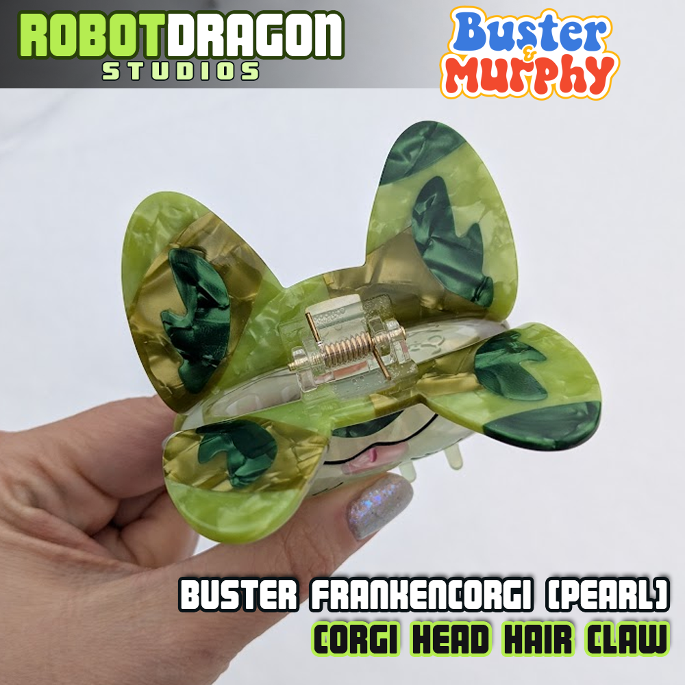 Buster Frankencorgi Pearl Corgi Head Hair Claw