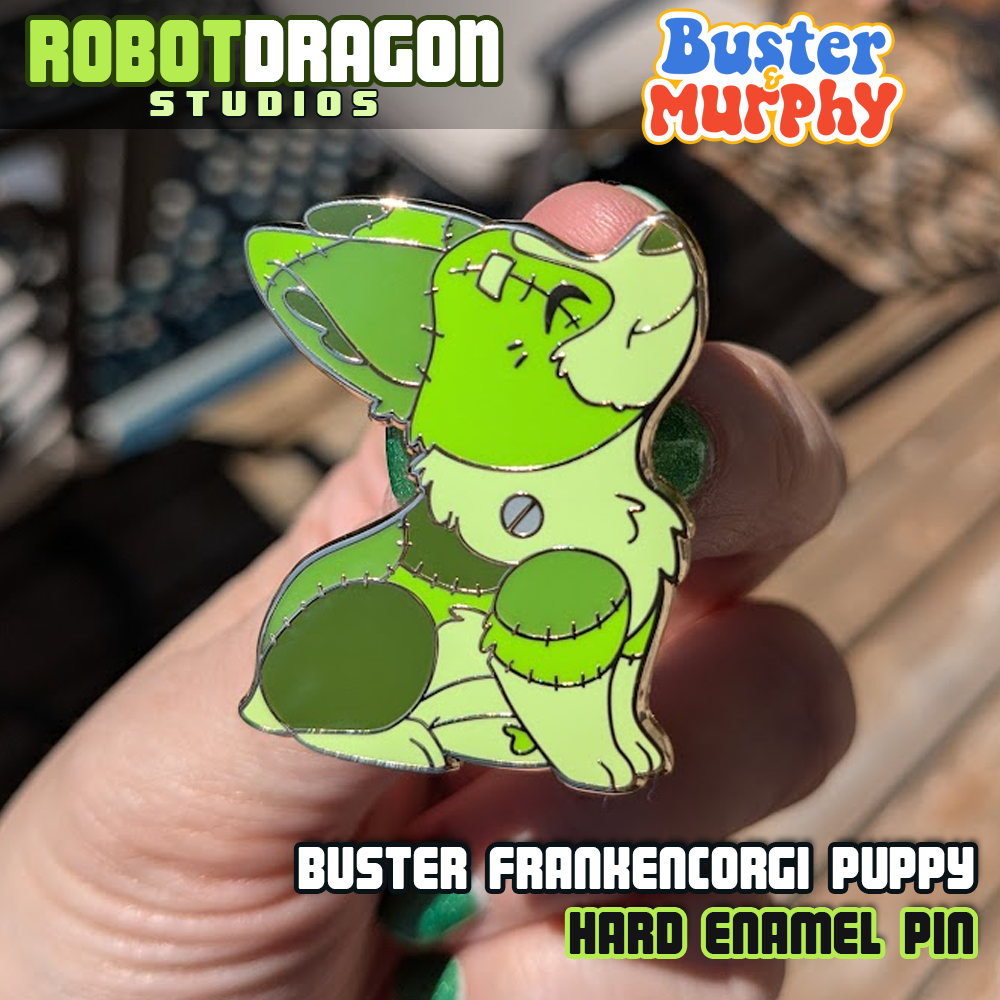 Buster Frankencorgi Puppy Enamel Pin
