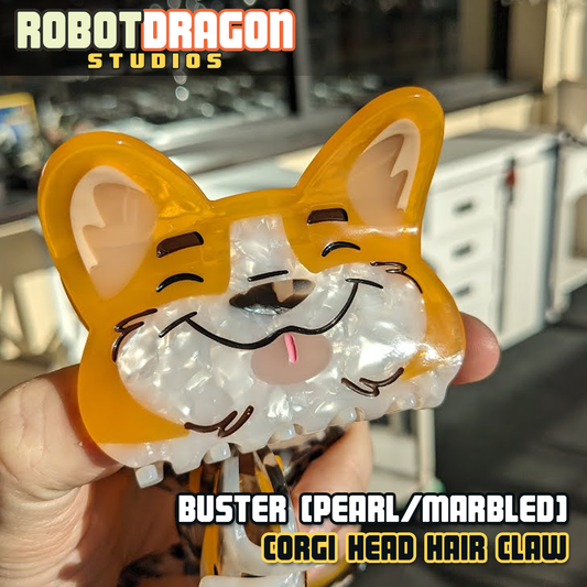 Buster Corgi Head Hair Claw