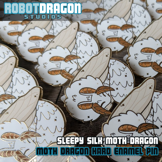 Sleepy Silk Moth Dragon Enamel Pin