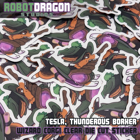 Tesla Wizard Corgi Sticker