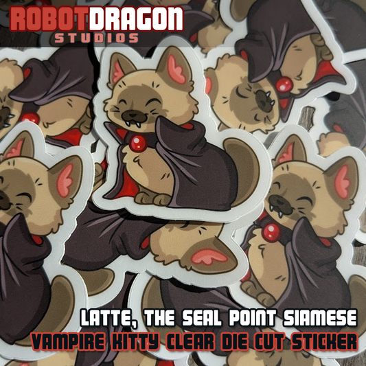 Latte Vampire Kitty Sticker