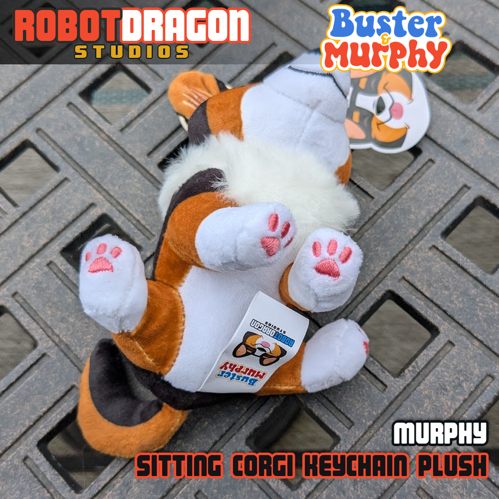 Bottom of a Murphy black tricolor Pembroke corgi keychain designed and created by Robot Dragon Studios.