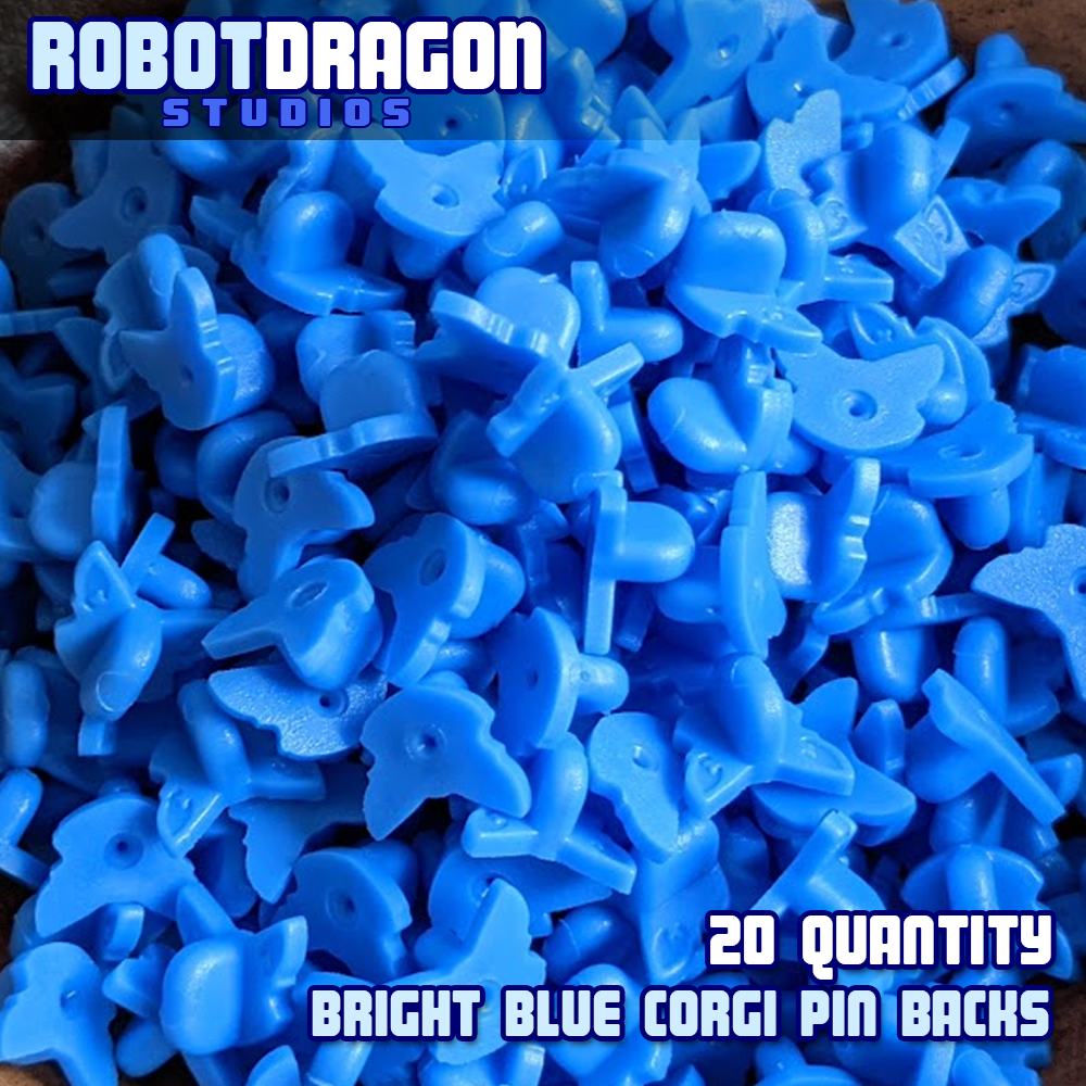Bright Blue Corgi Pin Back