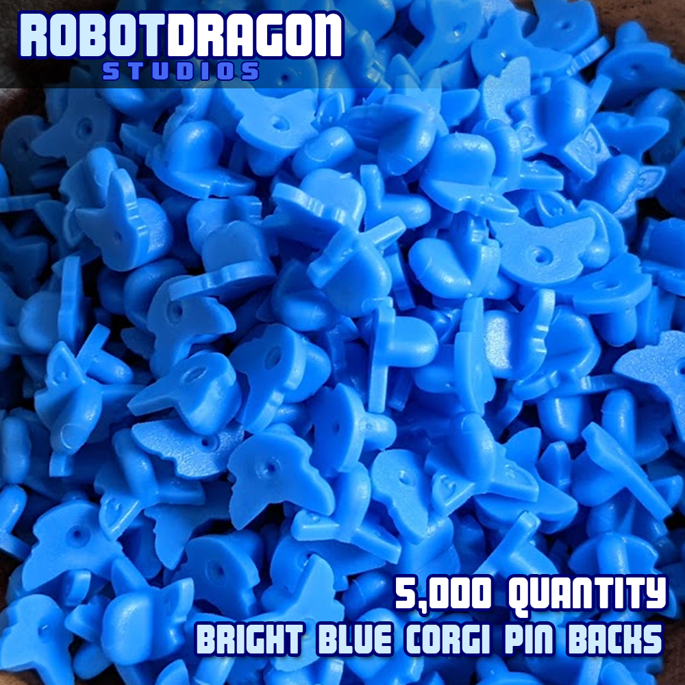 Bright Blue Corgi Pin Back