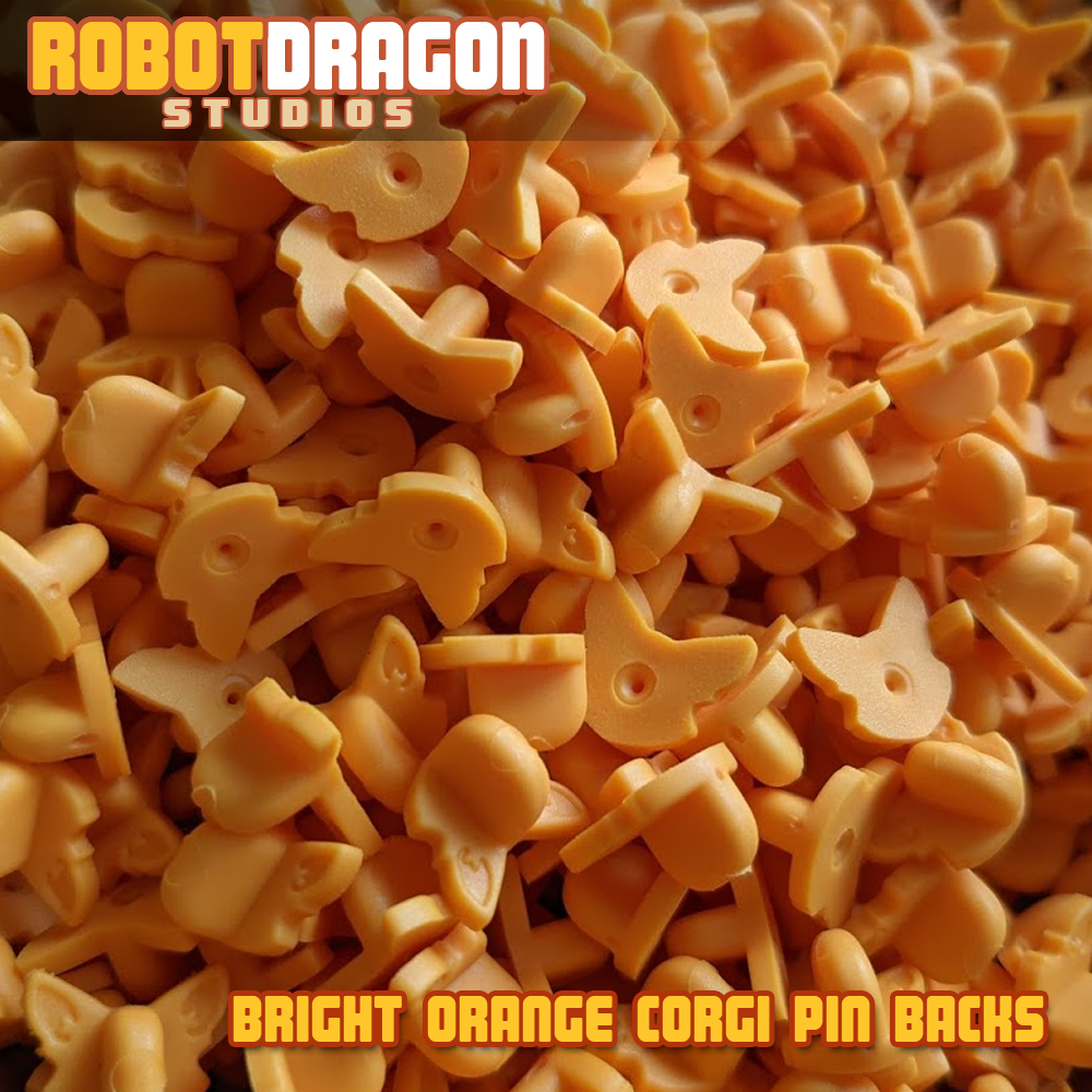 Bright Orange Corgi Pin Back