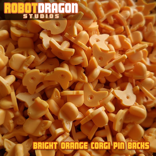 Bright Orange Corgi Pin Back