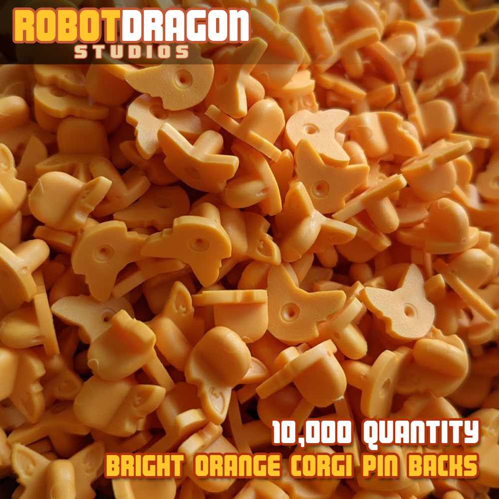 Bright Orange Corgi Pin Back