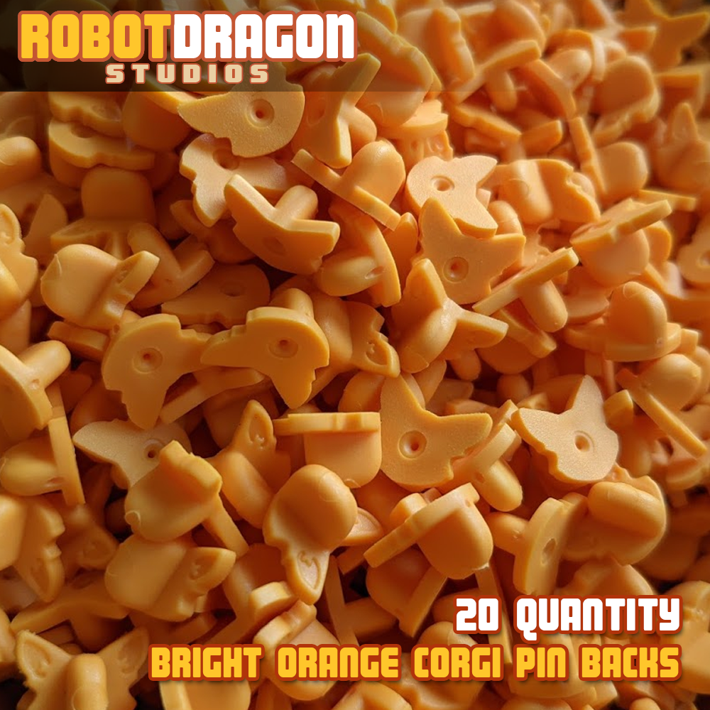 Bright Orange Corgi Pin Back