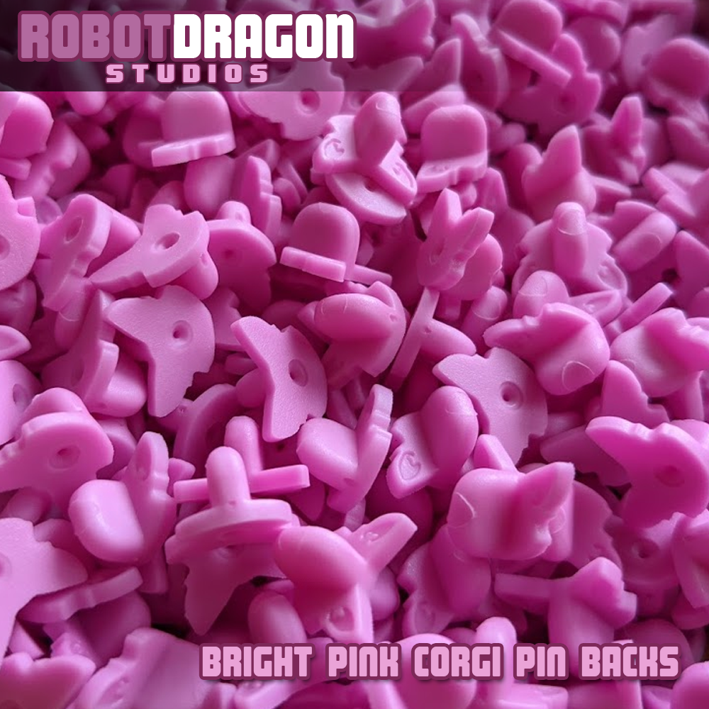 Bright Pink Corgi Pin Back