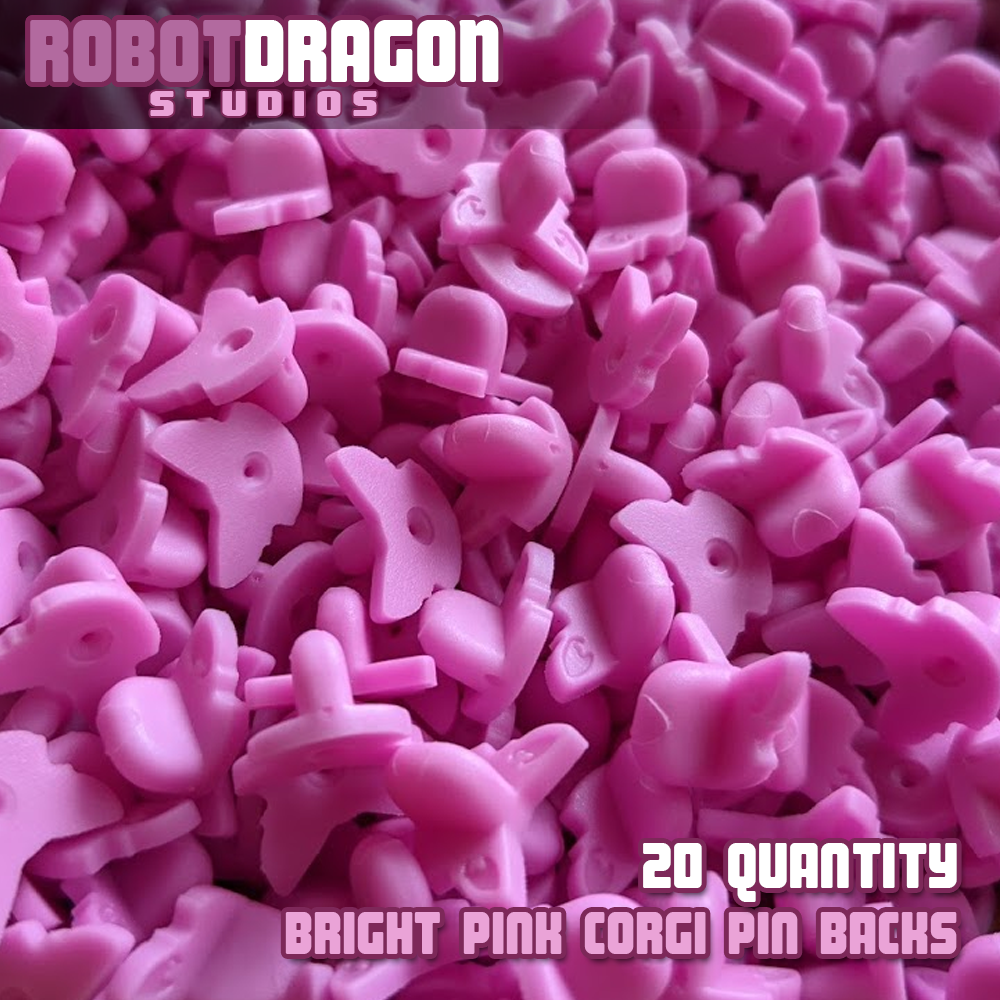 Bright Pink Corgi Pin Back