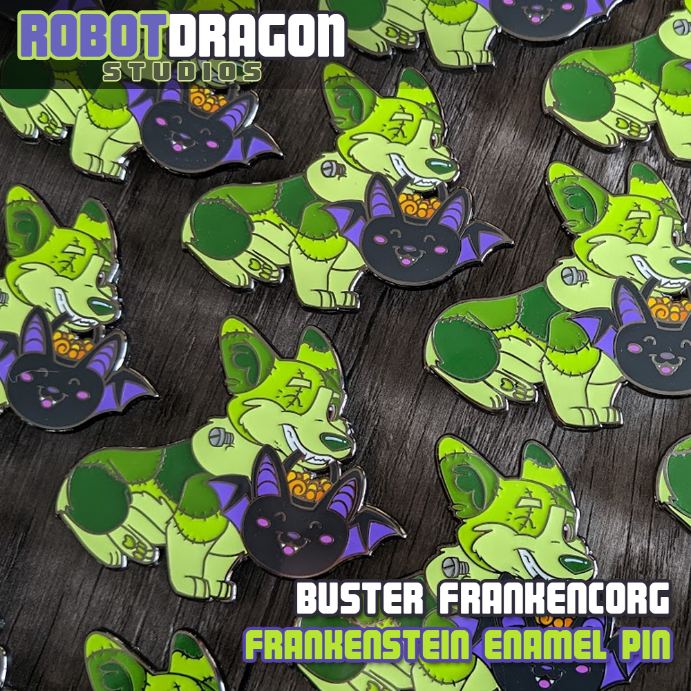 Buster Frankencorg Enamel Pin