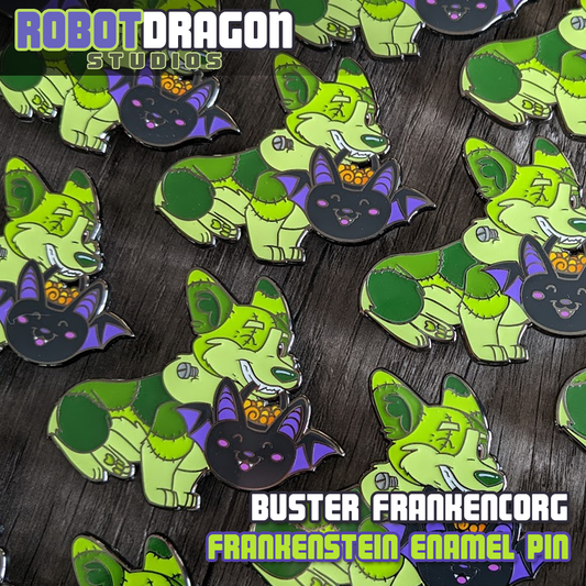 Buster Frankencorg Enamel Pin