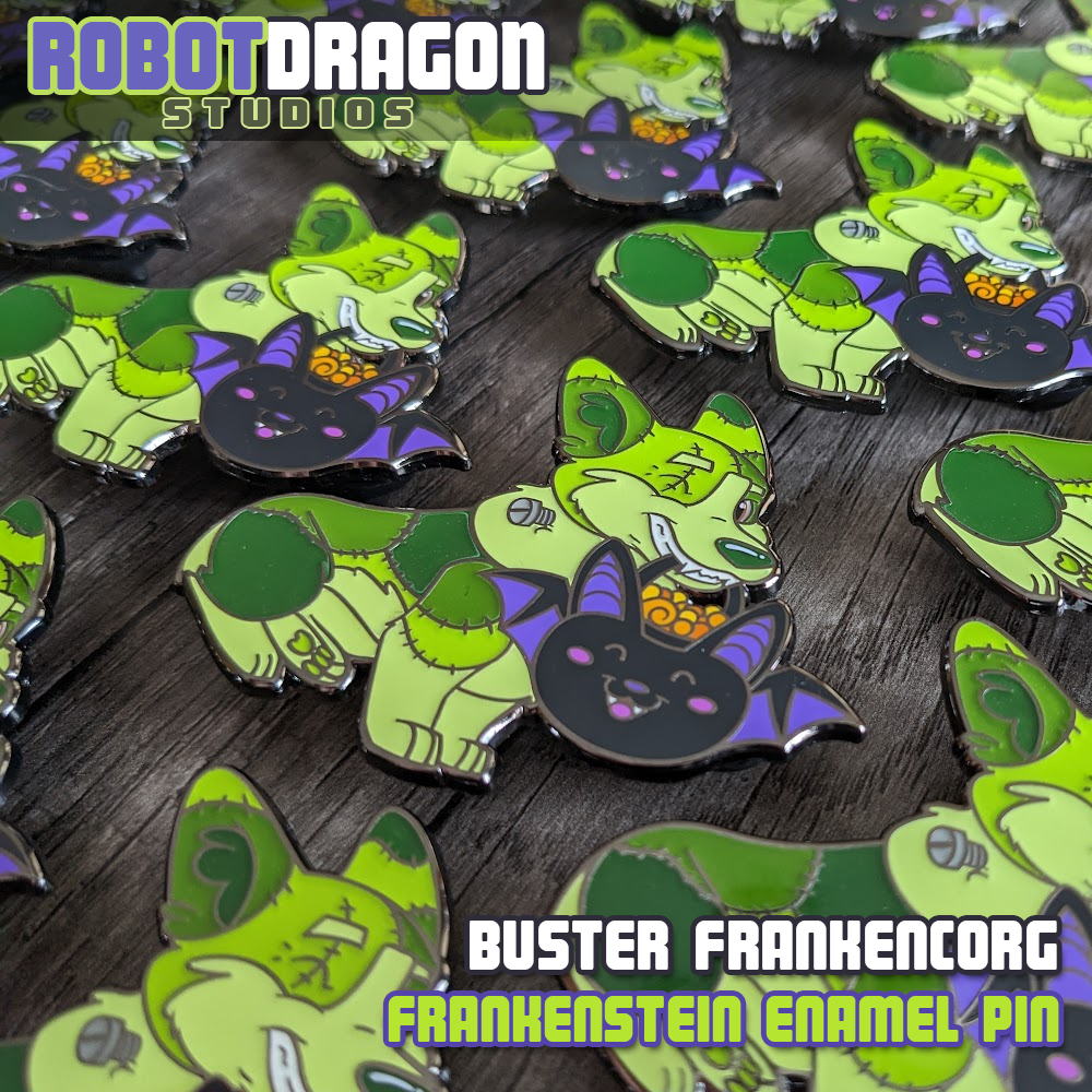 Buster Frankencorg Enamel Pin