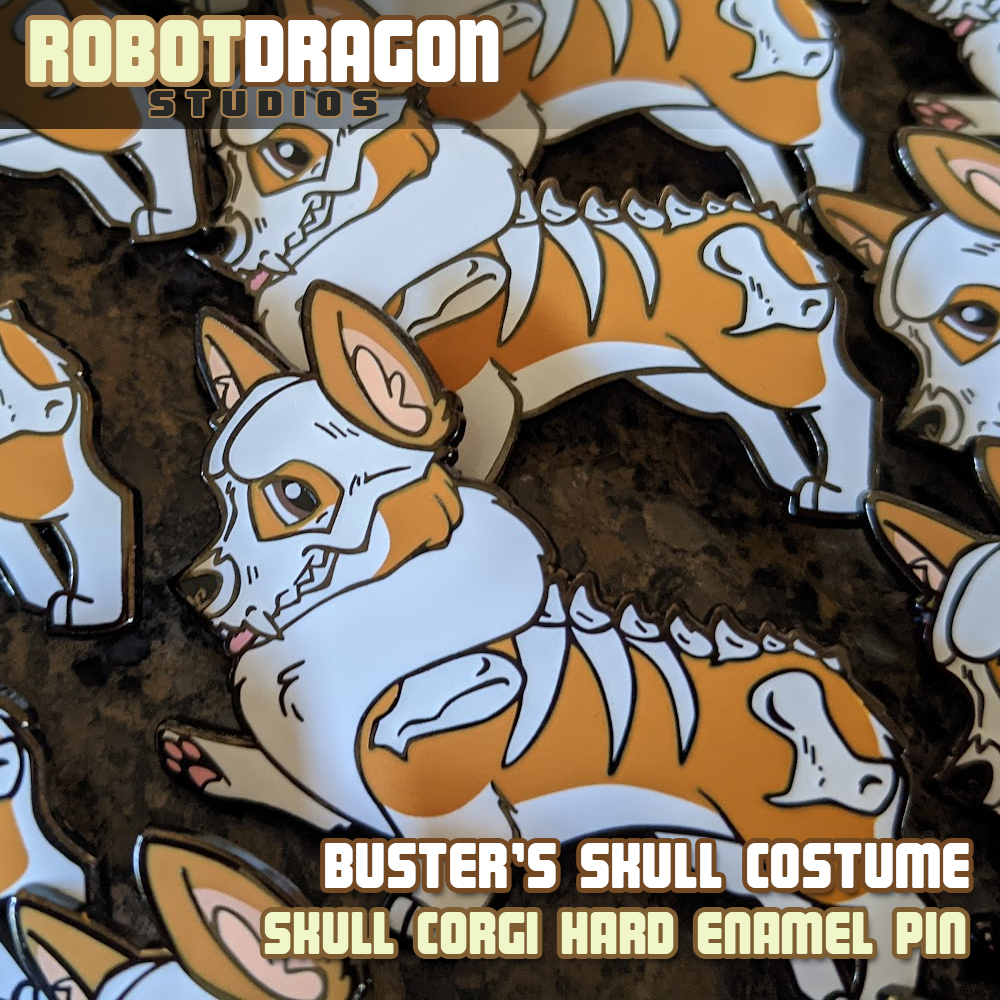 Skull Corgi Enamel Pin