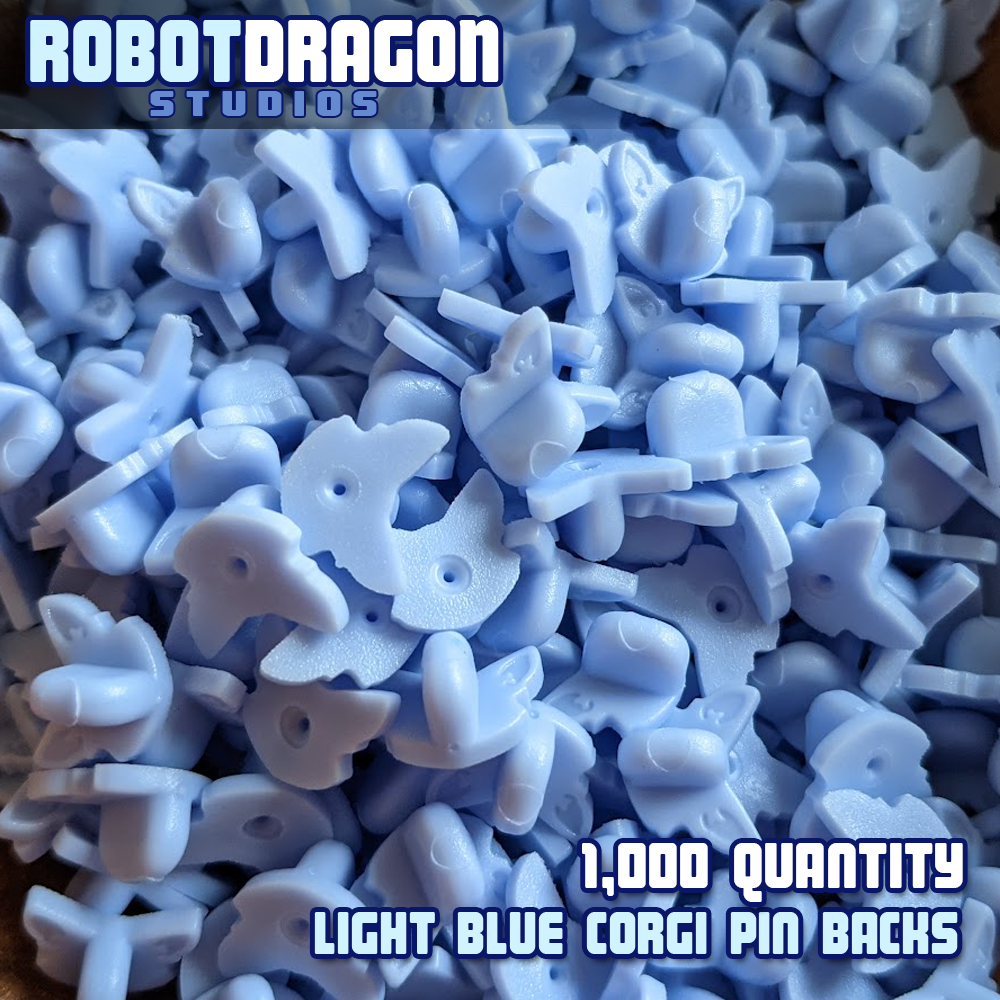 Light Blue Corgi Pin Back