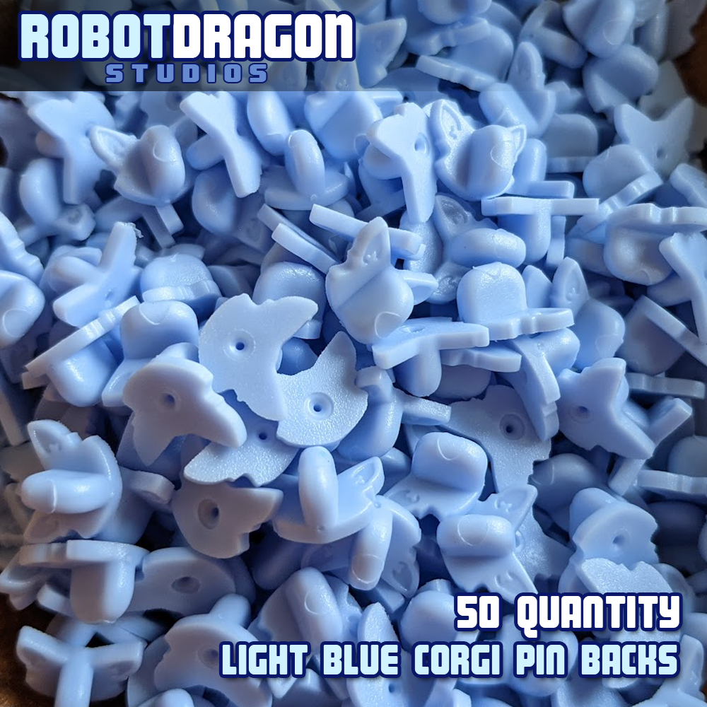 Light Blue Corgi Pin Back