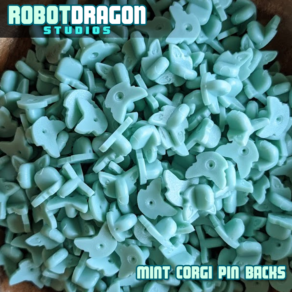 Mint Corgi Pin Back