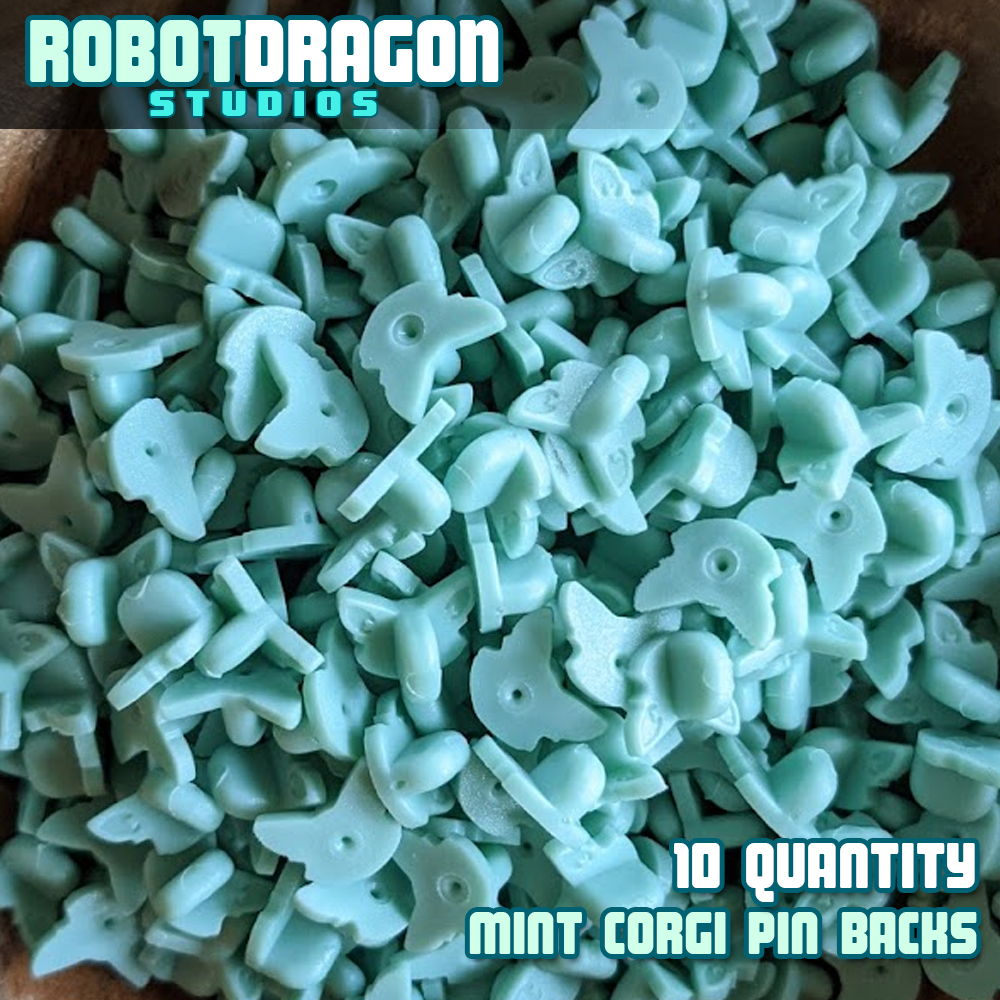 Mint Corgi Pin Back