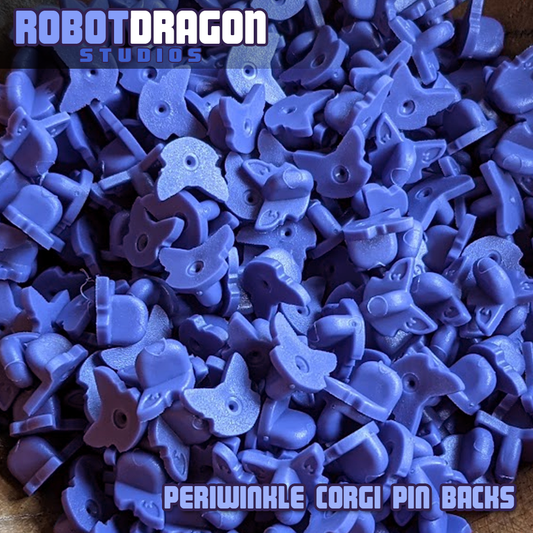 Periwinkle Corgi Pin Back