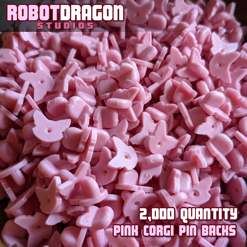 Pink Corgi Pin Back
