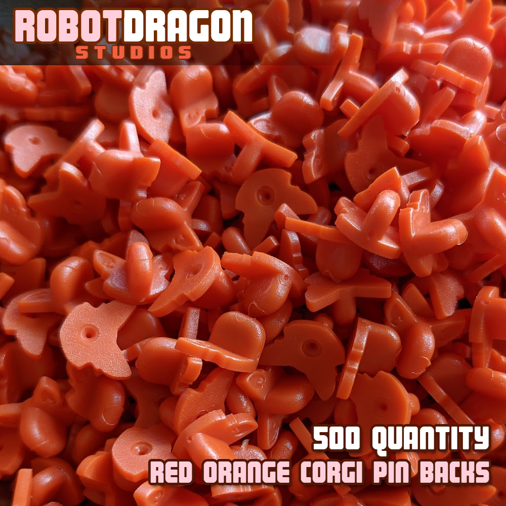 Red Orange Corgi Pin Back