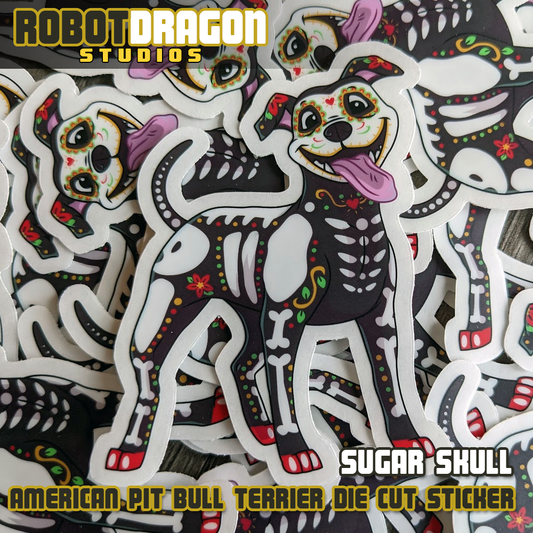 American Pit Bull Terrier Sugar Skull Sticker