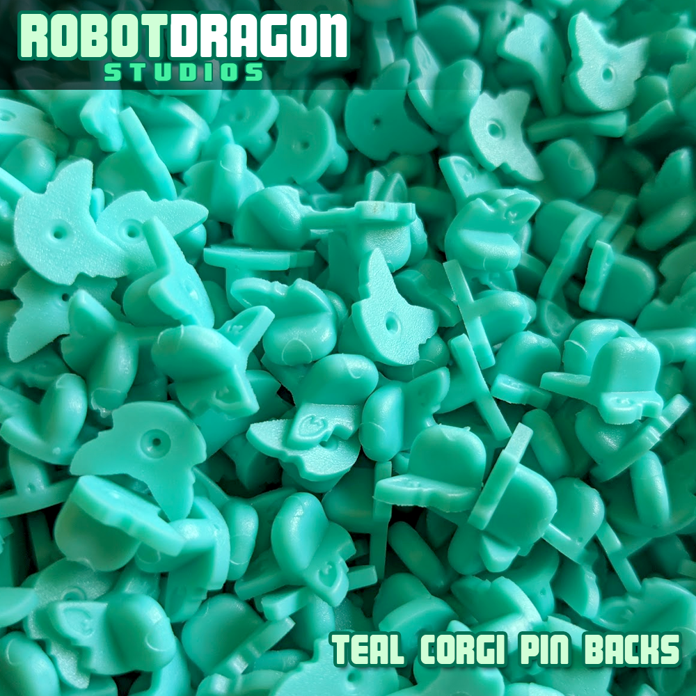 Teal Corgi Pin Back