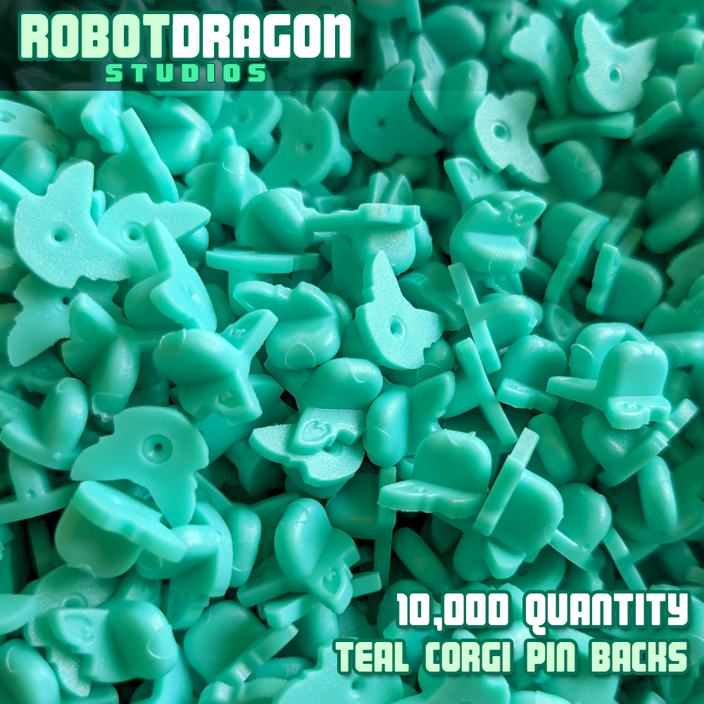 Teal Corgi Pin Back