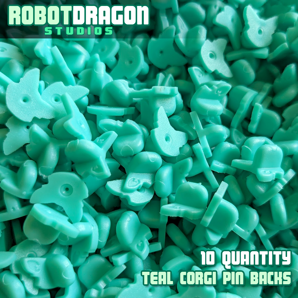 Teal Corgi Pin Back