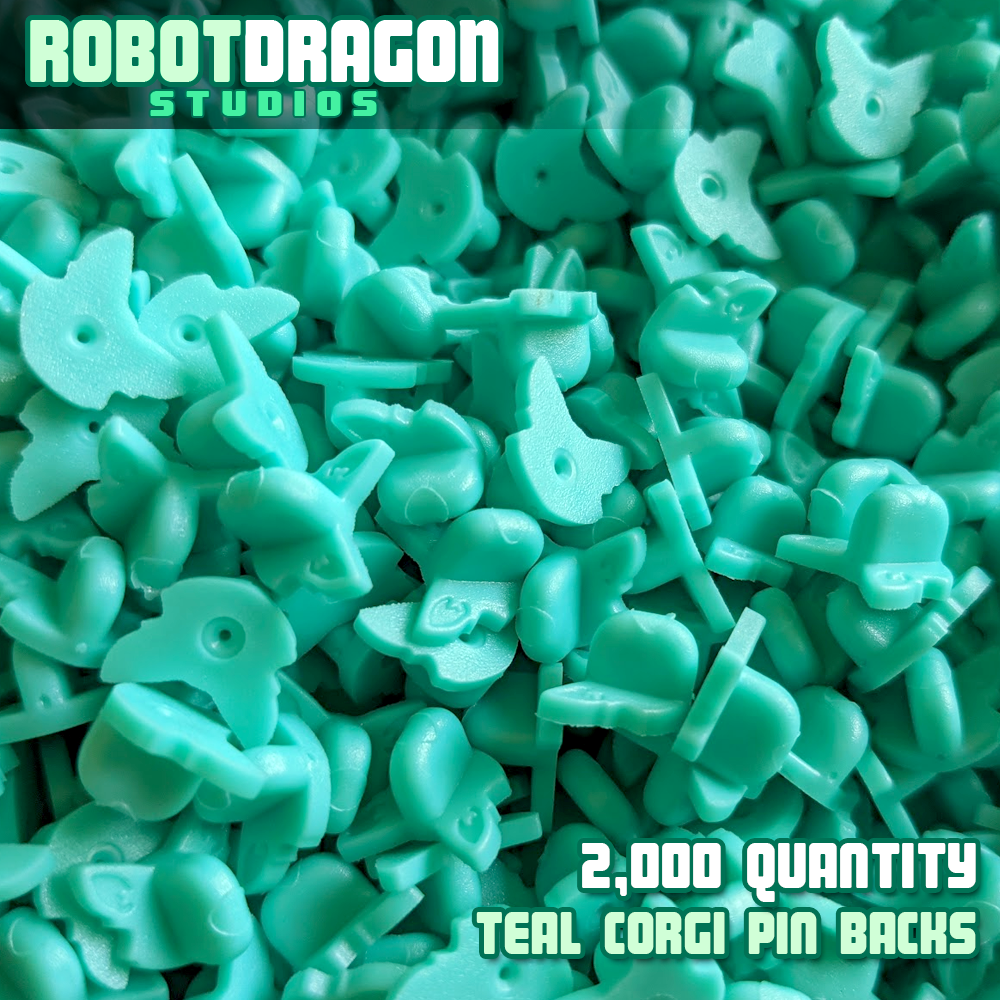 Teal Corgi Pin Back