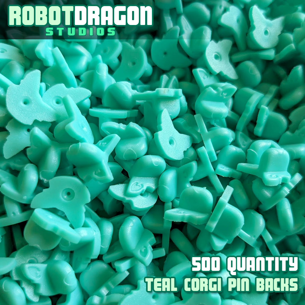 Teal Corgi Pin Back