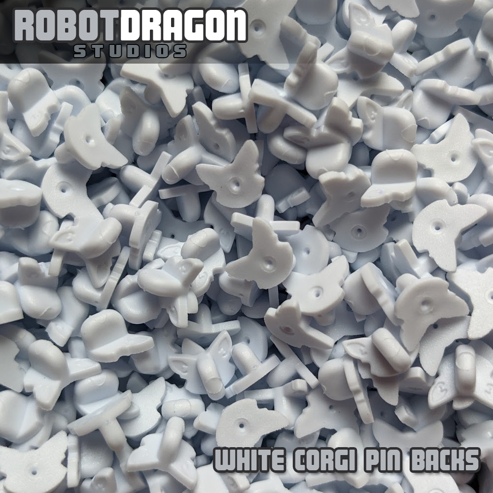 White Corgi Pin Back