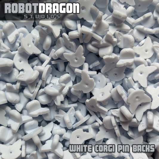 White Corgi Pin Back