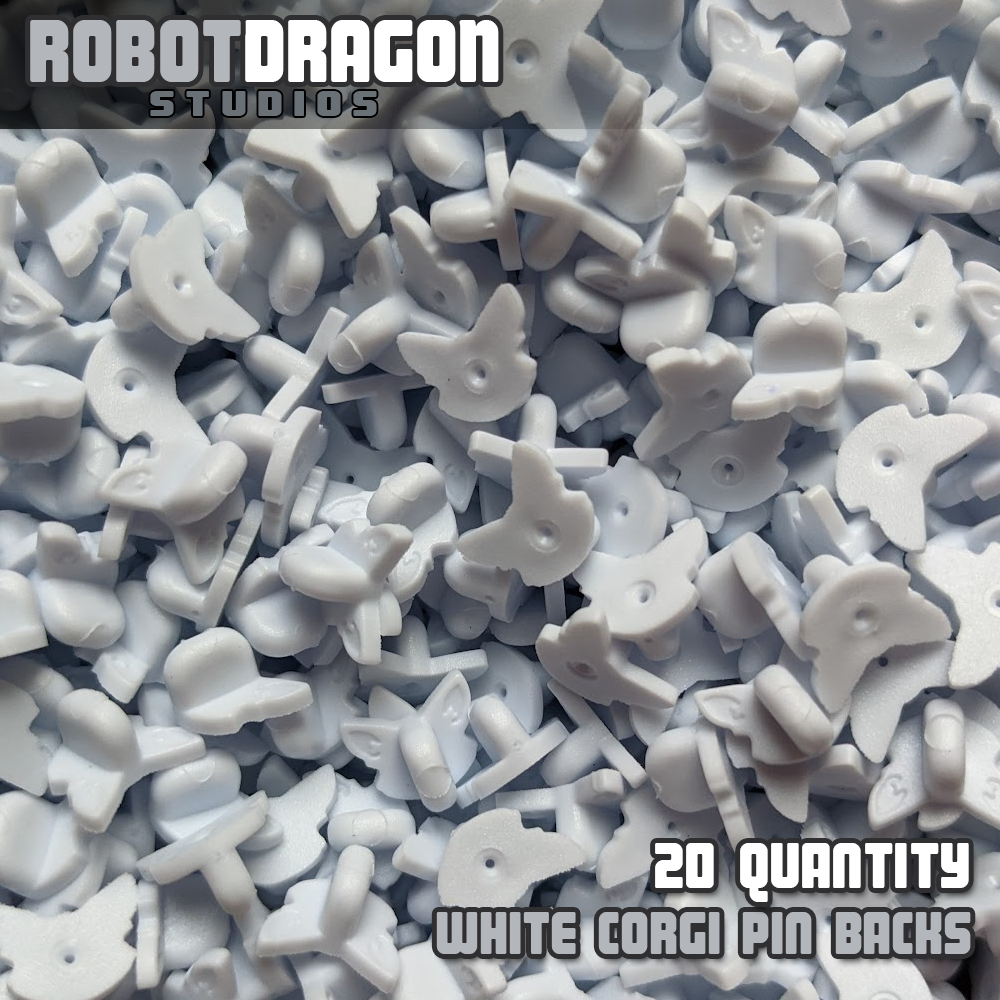 White Corgi Pin Back